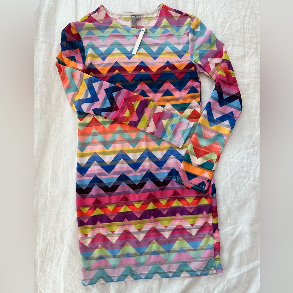 NWT ASOS sheer rainbow bodycon dress size US6